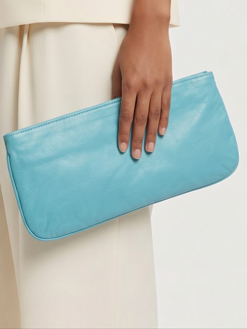 Lorelei Turquoise Leather Clutch